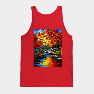 Stained Glass River Running Amid Autumn Foliage Tank Top